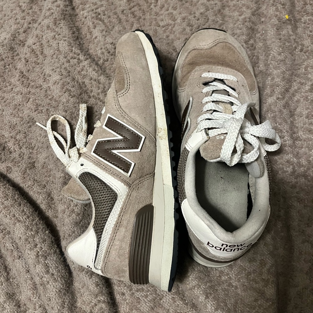 New Balance Beige and White Sneakers